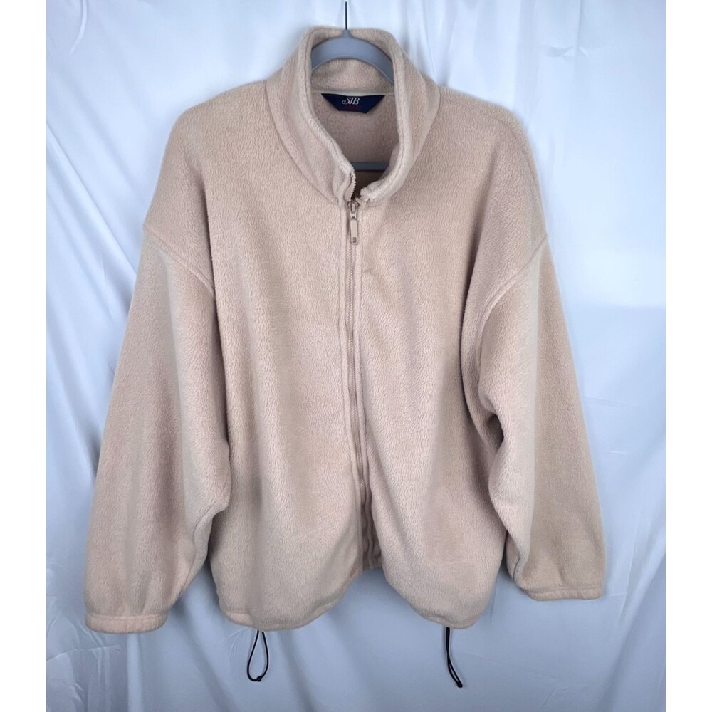 VTG 90s St Johns Bay SJB Sport Fleece Jacket Womens XL Oversized Beige Full Zip
